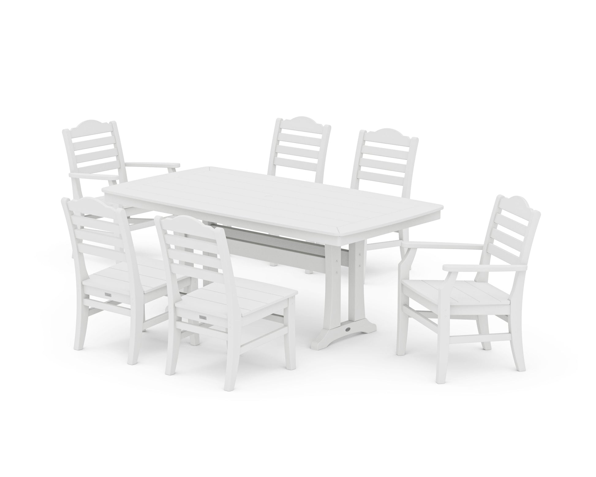 POLYWOOD Savannah 7-Piece Dining Set with Trestle Legs — White