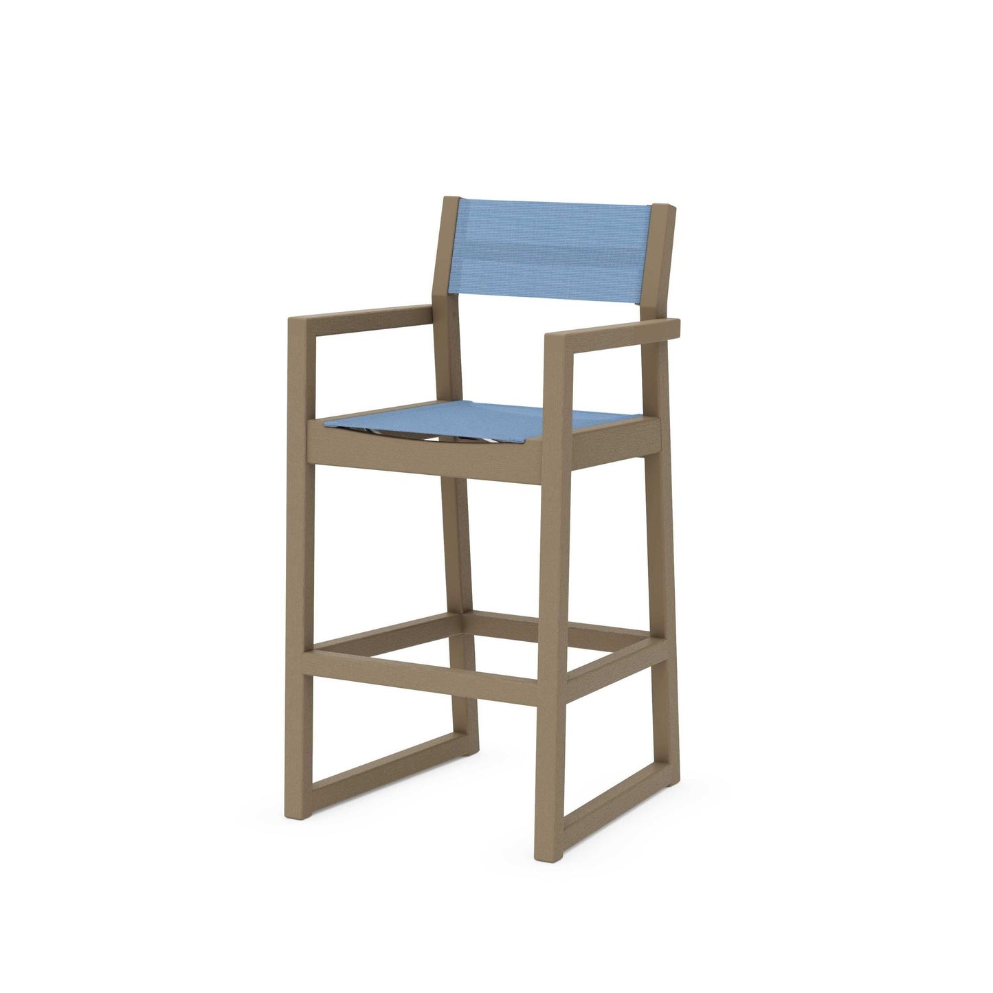 POLYWOOD EDGE Sling Bar Arm Chair — Vintage Sahara / Poolside Sling