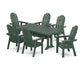 POLYWOOD Vineyard Curveback Adirondack Chair 7-Piece Farmhouse Dining Set with Trestle Legs — Green