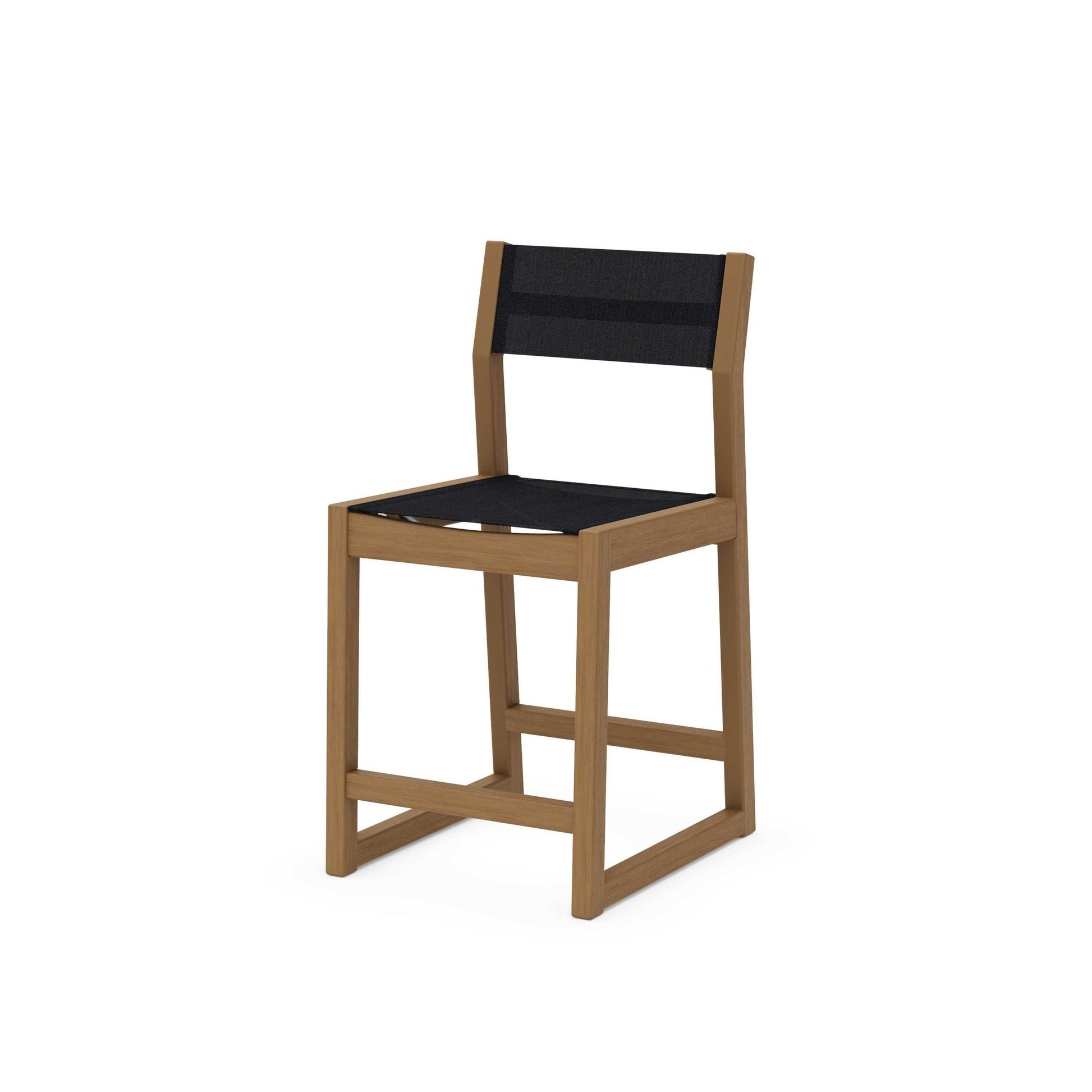 POLYWOOD EDGE Sling Counter Side Chair — Natural / Black Sling