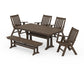 POLYWOOD Vineyard Folding Chair 6-Piece Dining Set with Trestle Legs and Bench — Kona