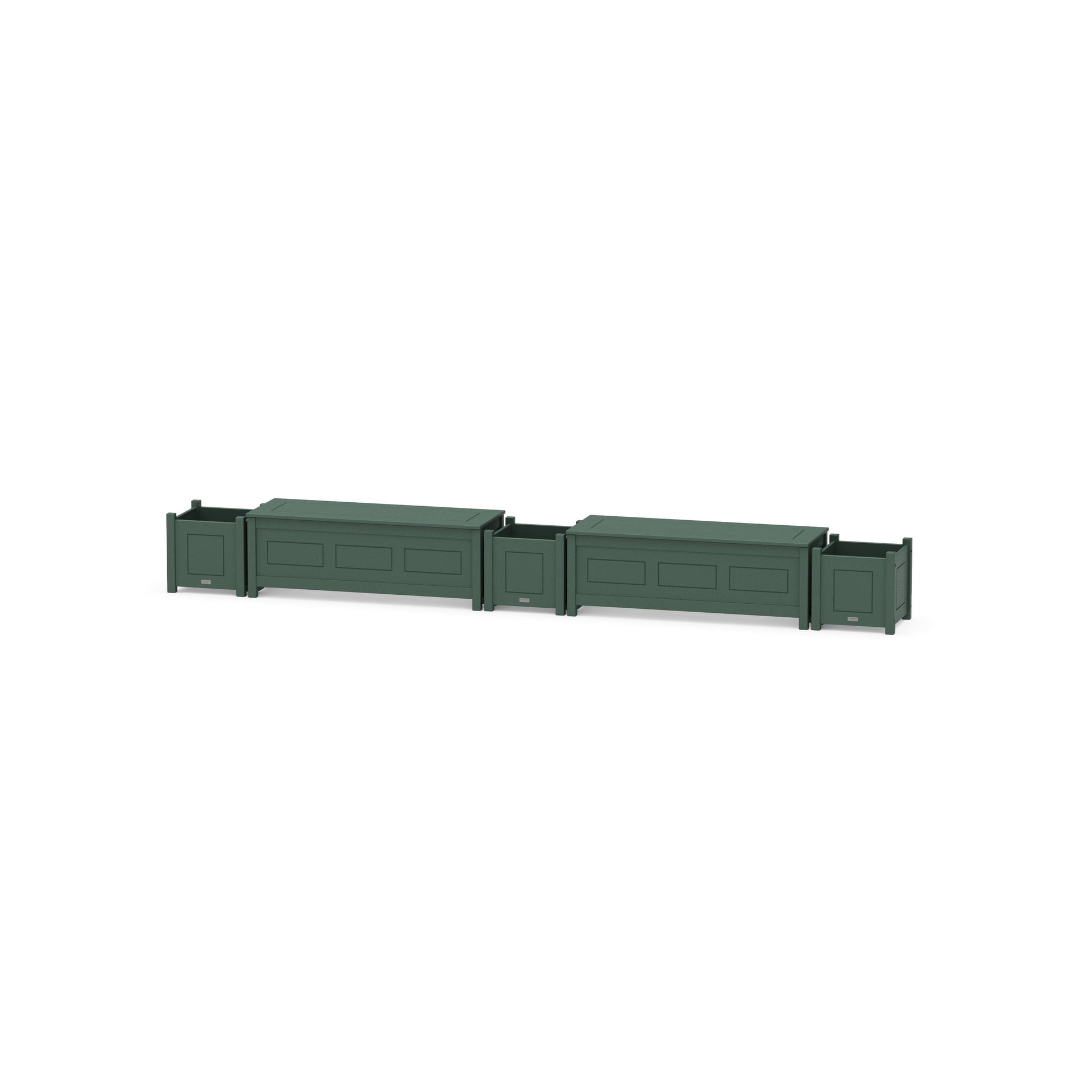 POLYWOOD 48" Country Living Straight Double Planter Storage Bench Set — Green