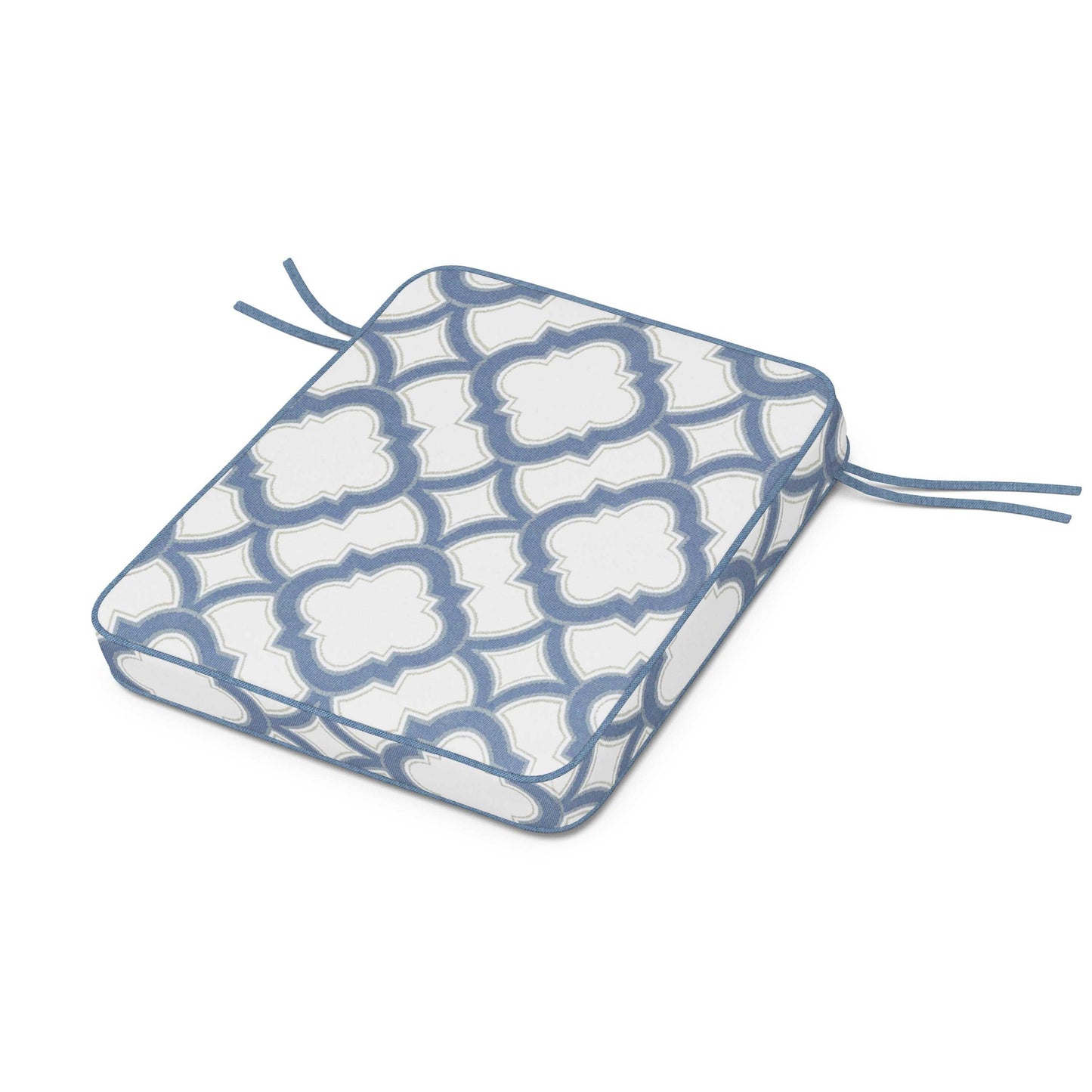 POLYWOOD Chinoiserie Rocker Seat Cushion — Trellis Sky Blue