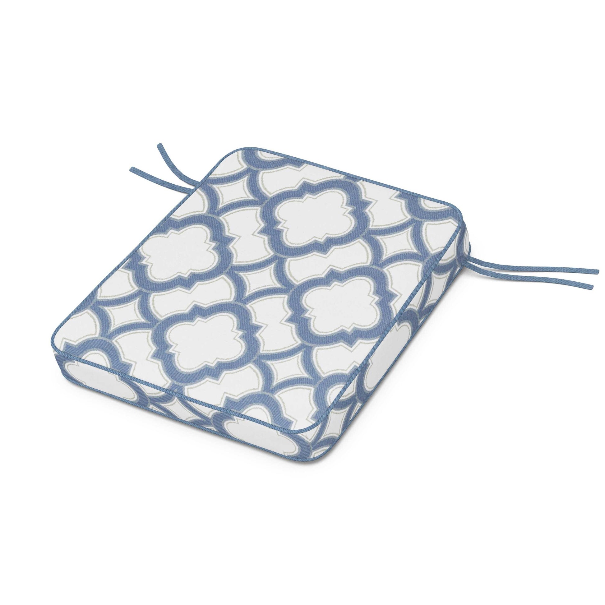 POLYWOOD Chinoiserie Rocker Seat Cushion — Trellis Sky Blue