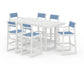 POLYWOOD EDGE Sling 7-Piece Bar Table Set — White / Poolside Sling