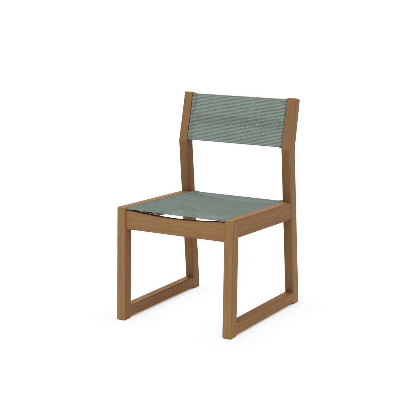POLYWOOD EDGE Sling Dining Side Chair — Natural / Dupioni Sea Mist Sling