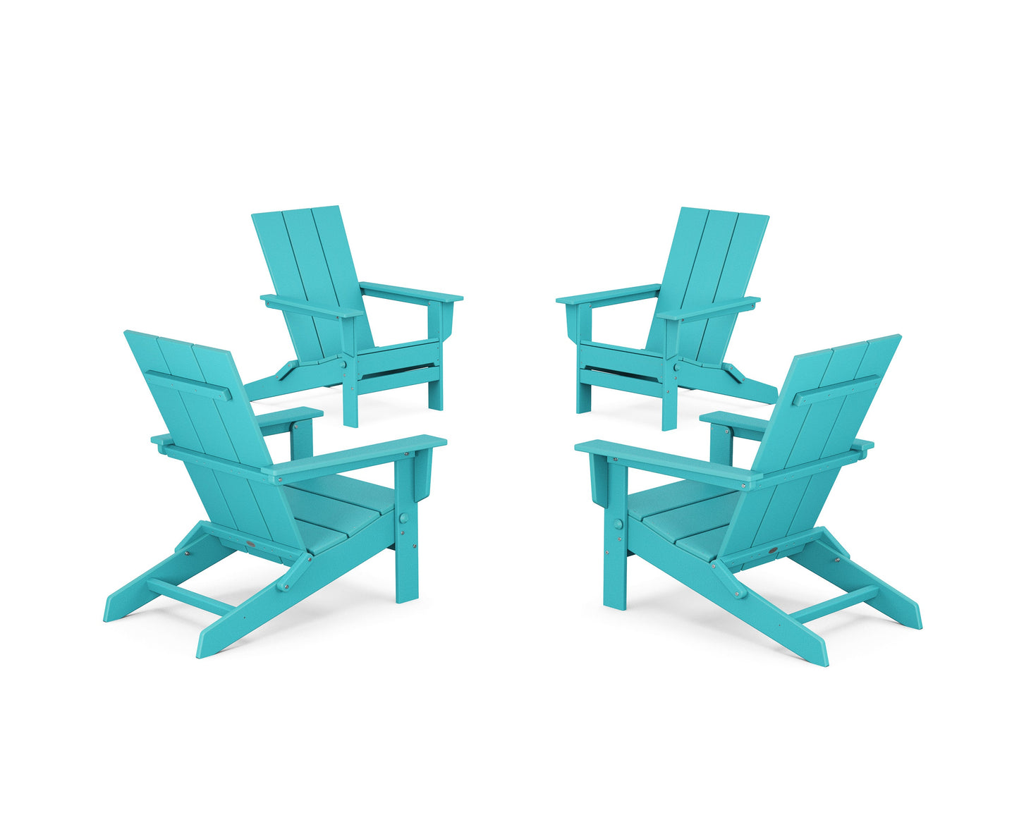 POLYWOOD 4-Piece Modern Studio Folding Adirondack Chair Conversation Set — Aruba