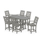 POLYWOOD Chinoiserie Arm Chair 7-Piece Counter Set — Slate Grey