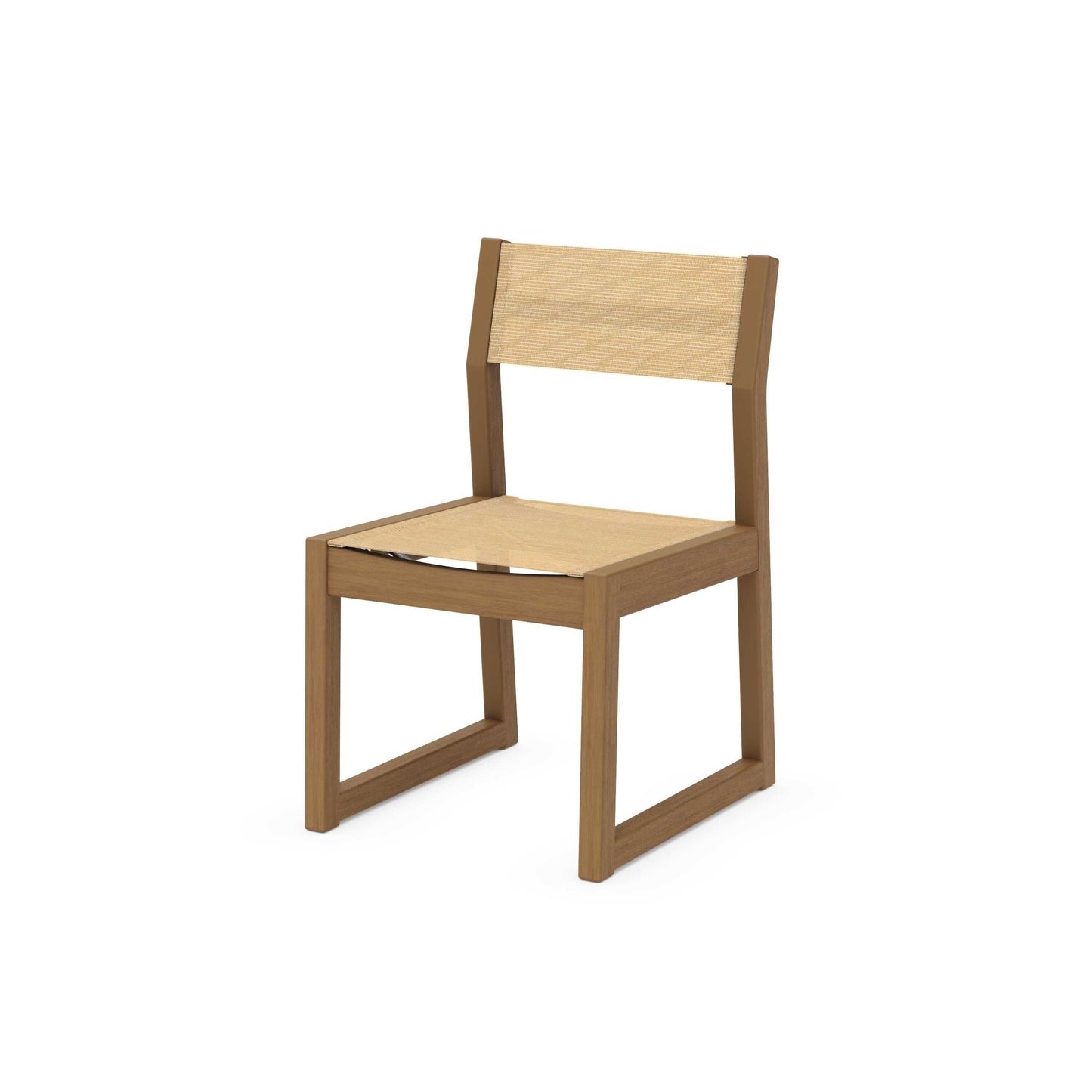 POLYWOOD EDGE Sling Dining Side Chair — Natural / Dupioni Apricot Sling
