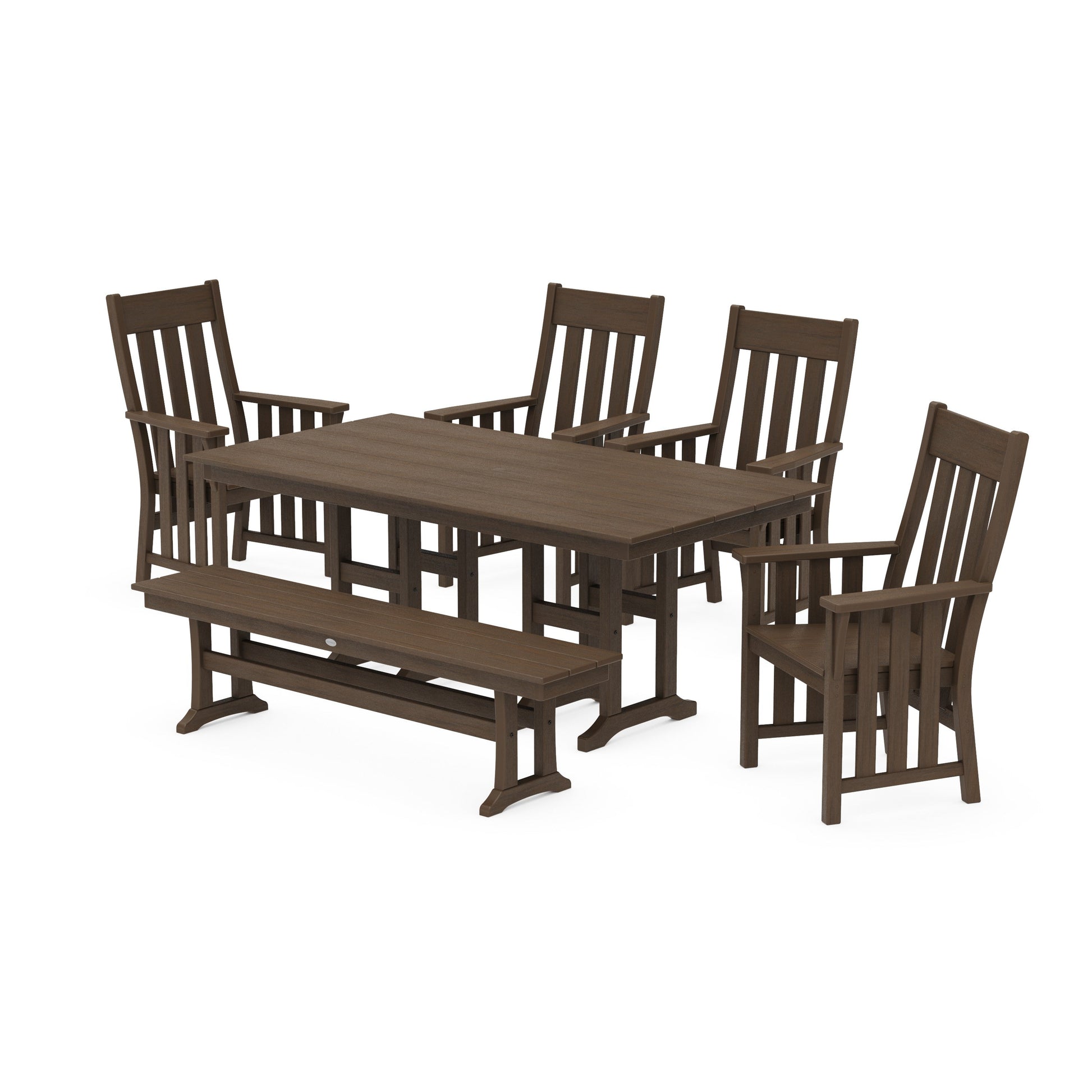 POLYWOOD Acadia 6-Piece Farmhouse Dining Set with Bench — Kona