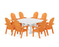 POLYWOOD Vineyard Curveback Adirondack 9-Piece Square Farmhouse Dining Set with Trestle Legs — Tangerine / White