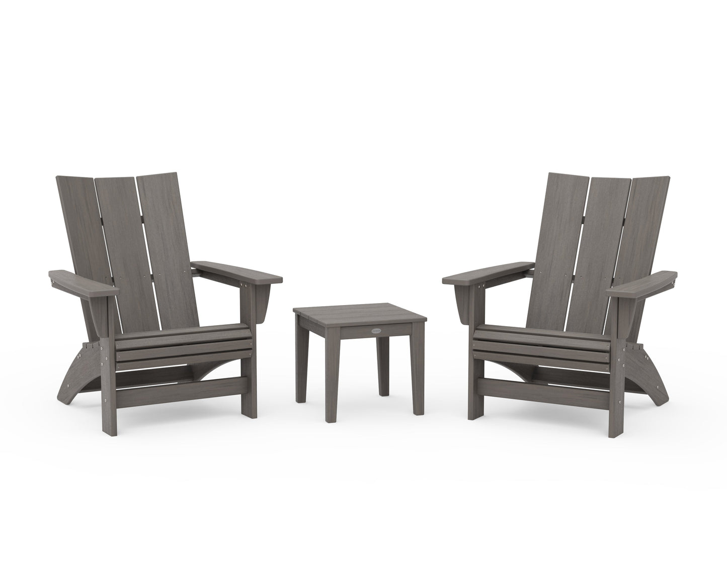 POLYWOOD 3-Piece Modern Grand Adirondack Set — Driftwood