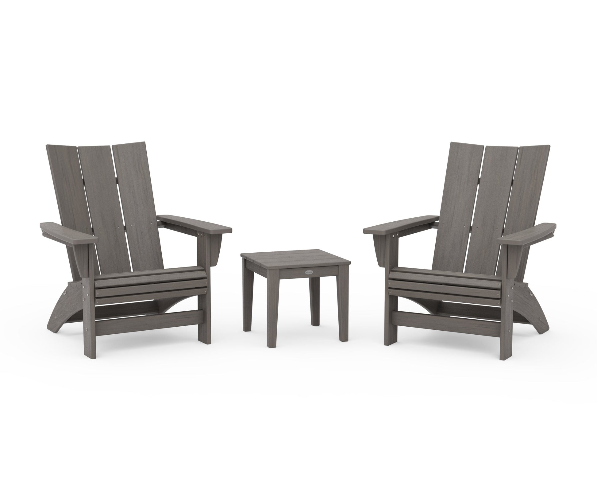 POLYWOOD 3-Piece Modern Grand Adirondack Set — Driftwood