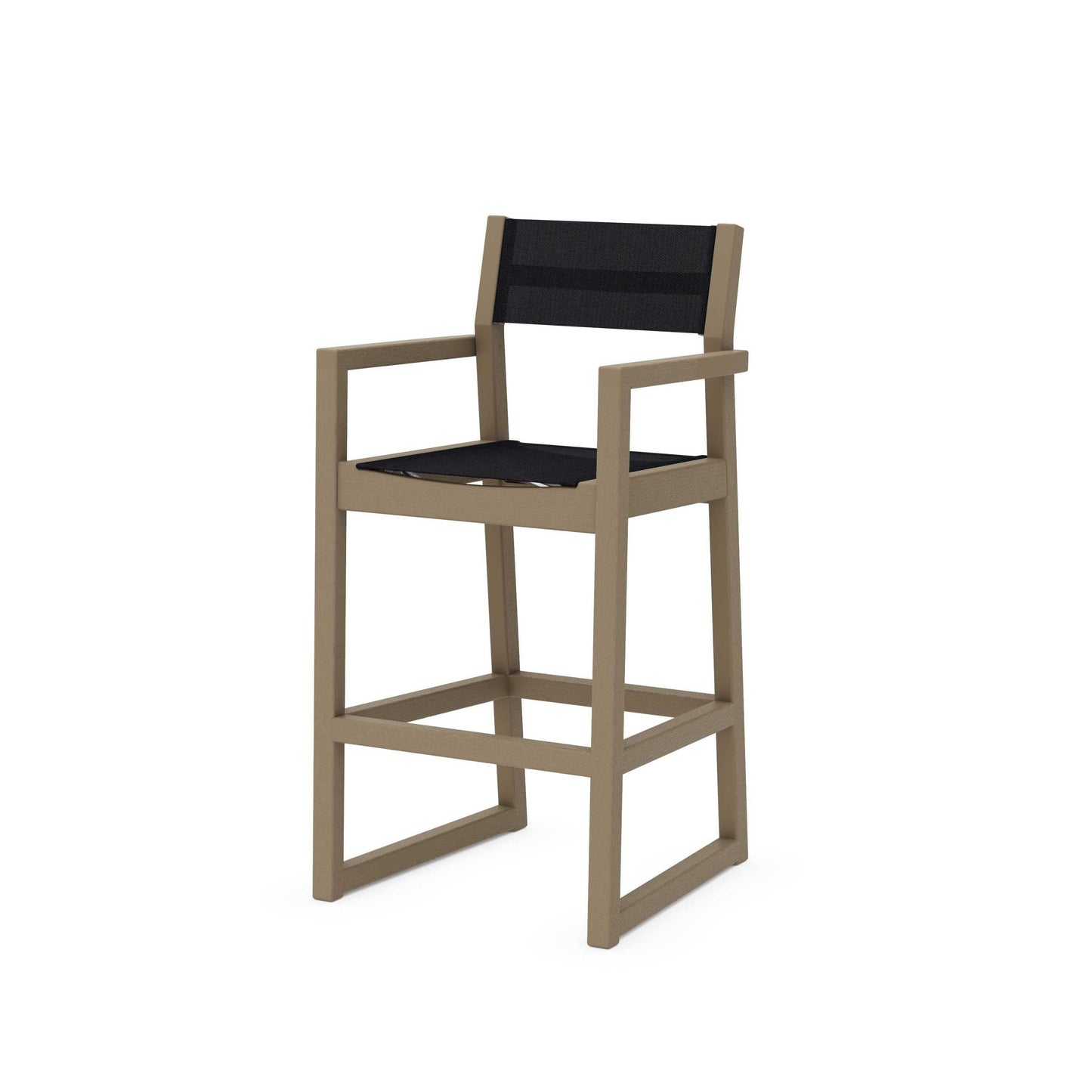 POLYWOOD EDGE Sling Bar Arm Chair — Vintage Sahara / Black Sling