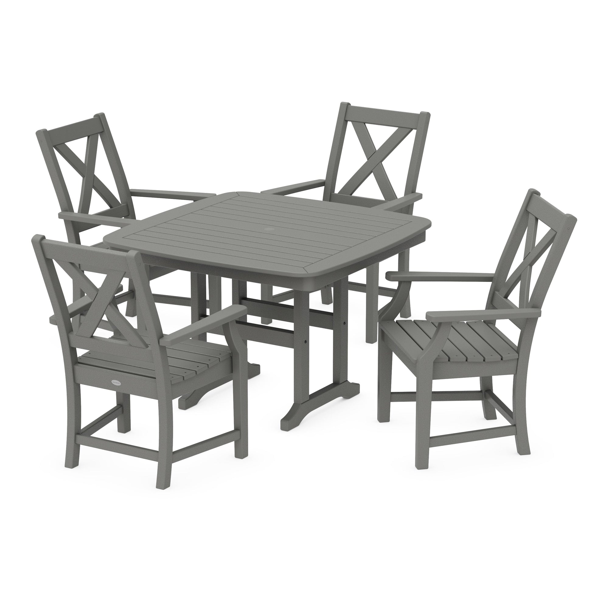POLYWOOD Braxton 5-Piece Dining Set with Trestle Legs — Slate Grey