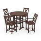 POLYWOOD Braxton 5-Piece Nautical Trestle Arm Chair Counter Set — Mahogany