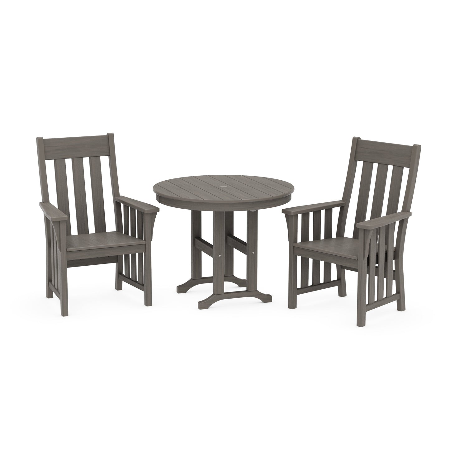 POLYWOOD Acadia 3-Piece Farmhouse Dining Set — Driftwood