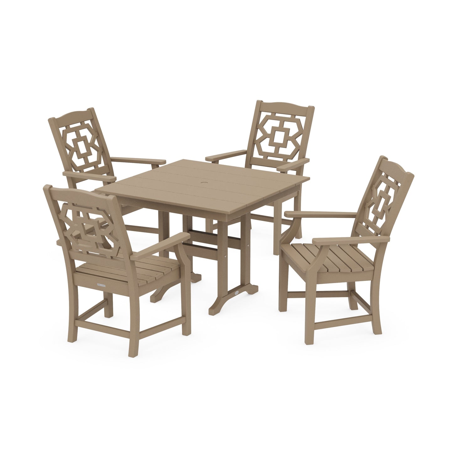 POLYWOOD Chinoiserie 5-Piece Farmhouse Dining Set — Vintage Sahara