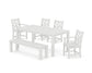 POLYWOOD Chippendale 6-Piece Parsons Dining Set with Bench — White