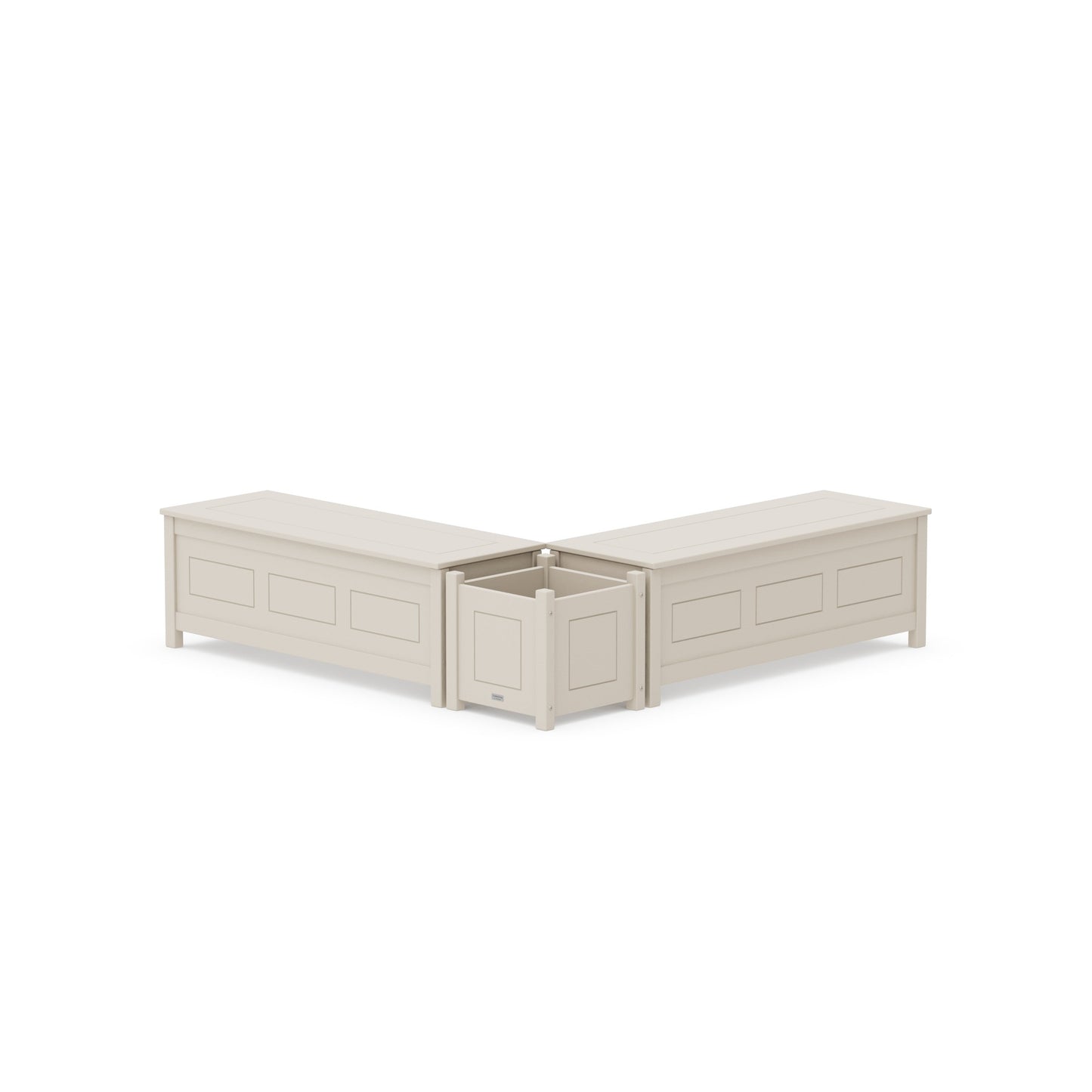 POLYWOOD 48" Country Living L- Shaped Planter Storage Bench Set — Sand