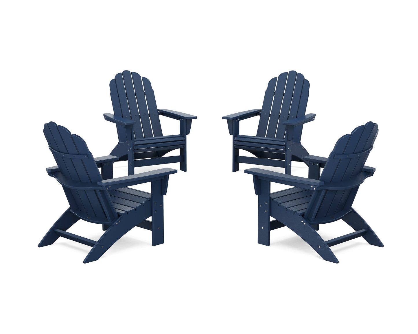 POLYWOOD 4-Piece Vineyard Grand Adirondack Chair Conversation Set — Navy