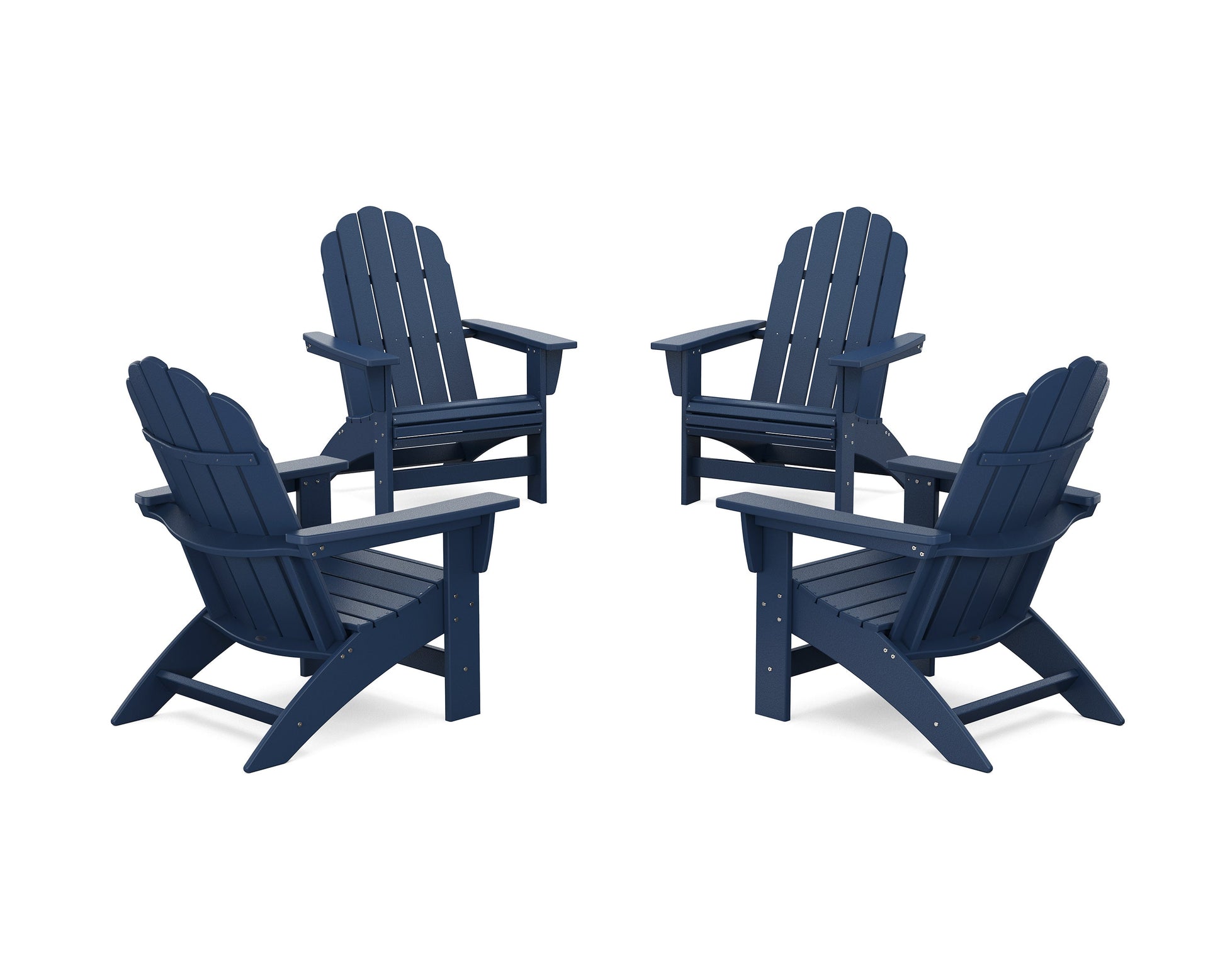 POLYWOOD 4-Piece Vineyard Grand Adirondack Chair Conversation Set — Navy