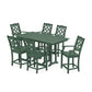 POLYWOOD Chinoiserie Arm Chair 7-Piece Farmhouse Counter Set — Green