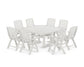 POLYWOOD Nautical Highback 9-Piece Square Farmhouse Dining Set with Trestle Legs — Vintage White