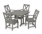 POLYWOOD Braxton 5-Piece Farmhouse Dining Set With Trestle Legs — Slate Grey