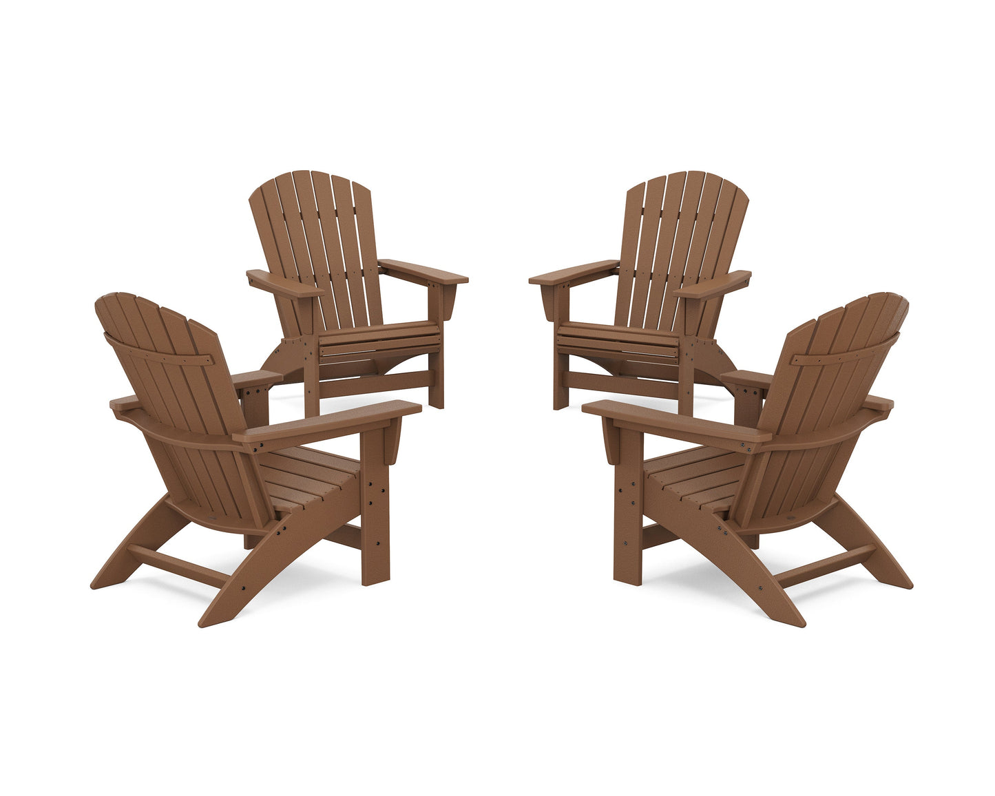 POLYWOOD 4-Piece Nautical Grand Adirondack Chair Conversation Set — Teak