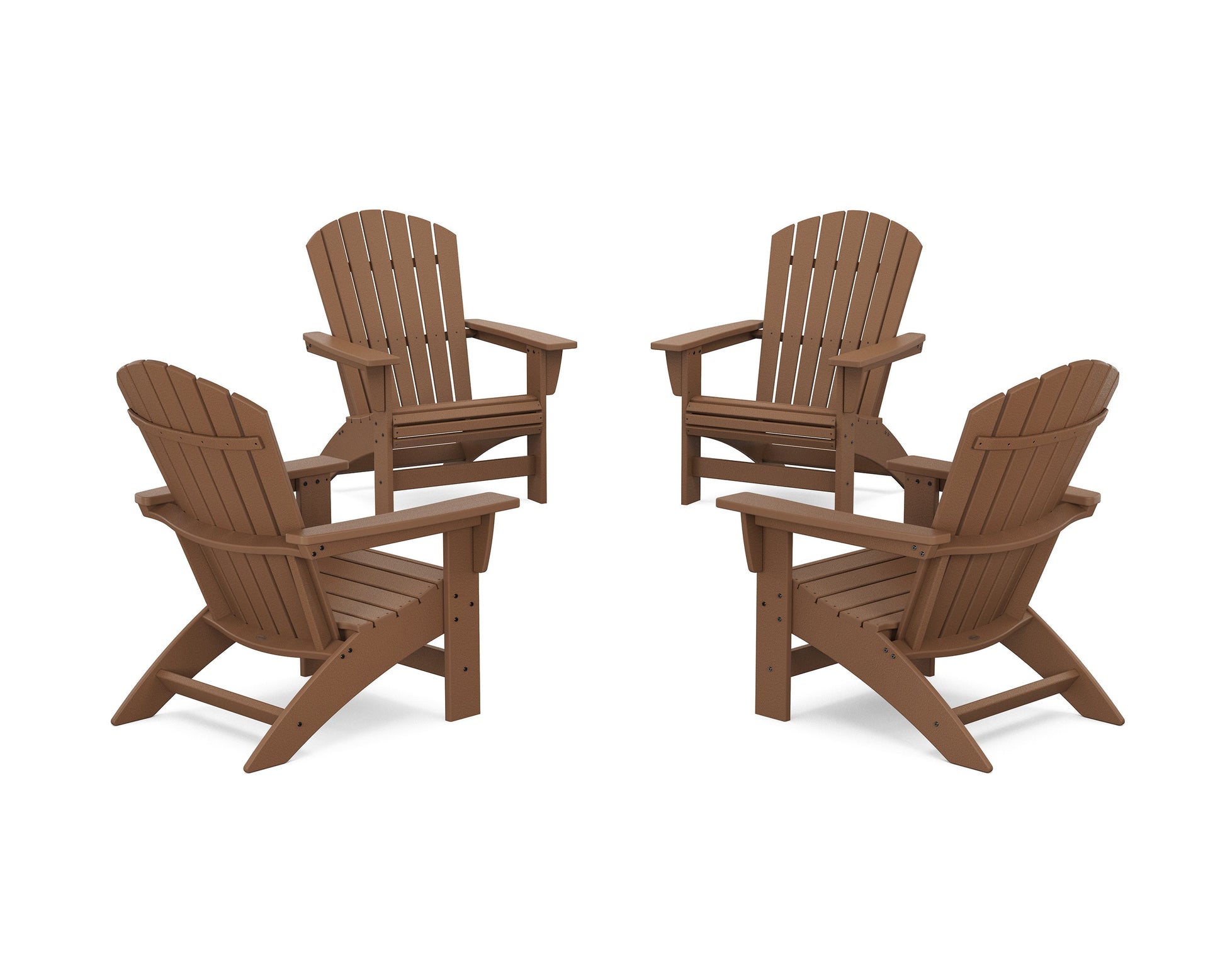 POLYWOOD 4-Piece Nautical Grand Adirondack Chair Conversation Set — Teak