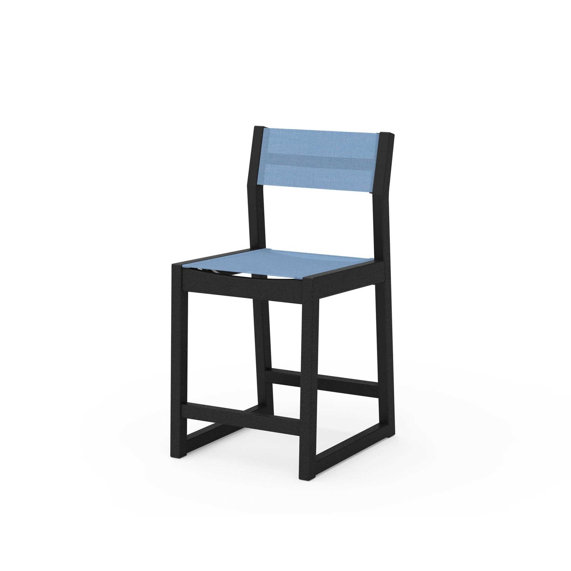 POLYWOOD EDGE Sling Counter Side Chair — Black / Poolside Sling
