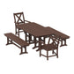 POLYWOOD Braxton 5-Piece Dining Set with Benches — Mahogany