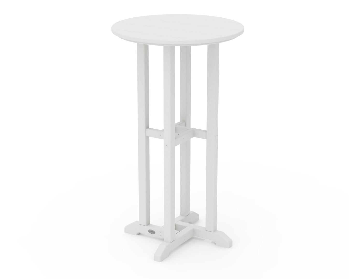POLYWOOD 24" Round Farmhouse Bar Bistro Table — Vintage White