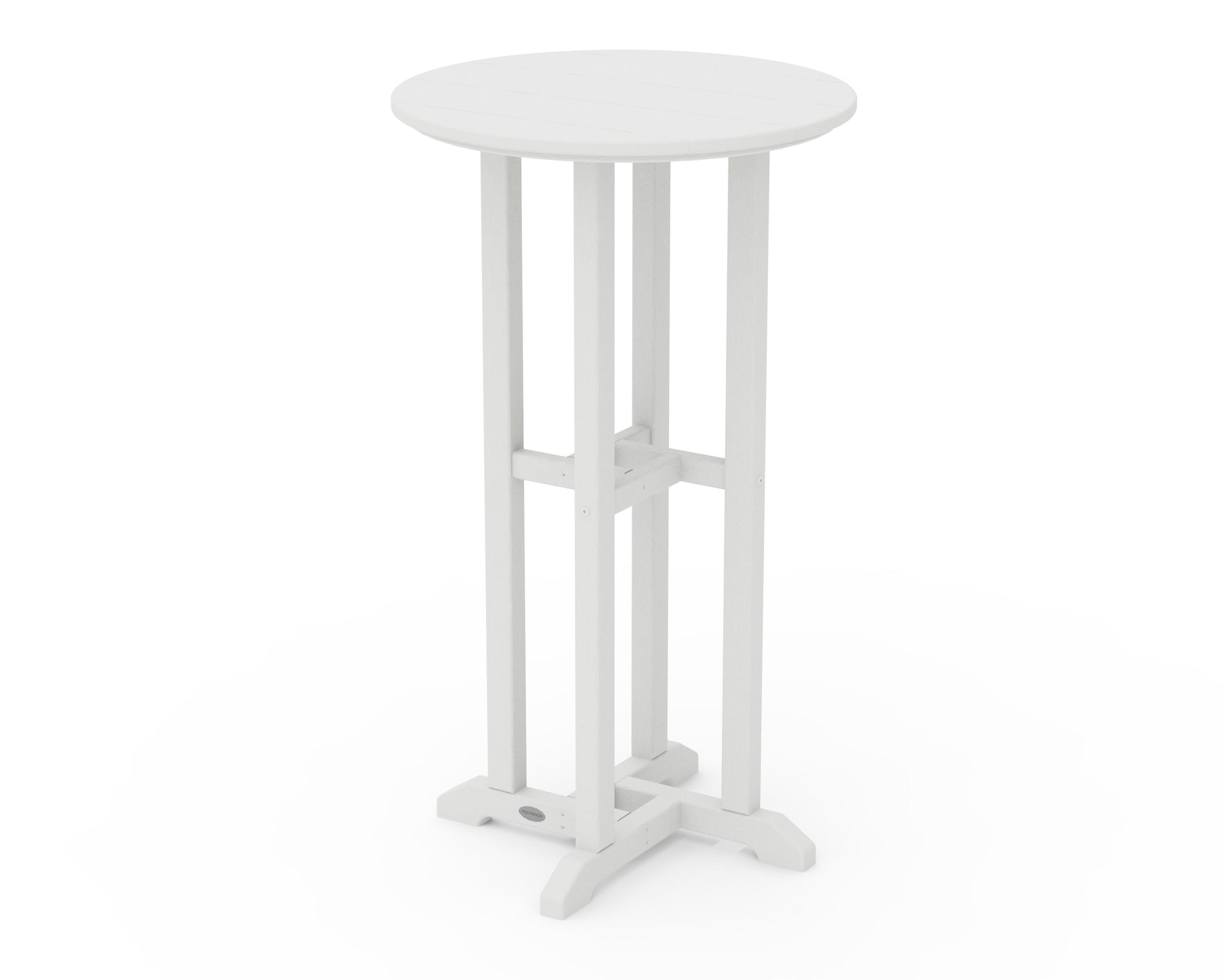 POLYWOOD 24" Round Farmhouse Bar Bistro Table — Vintage White