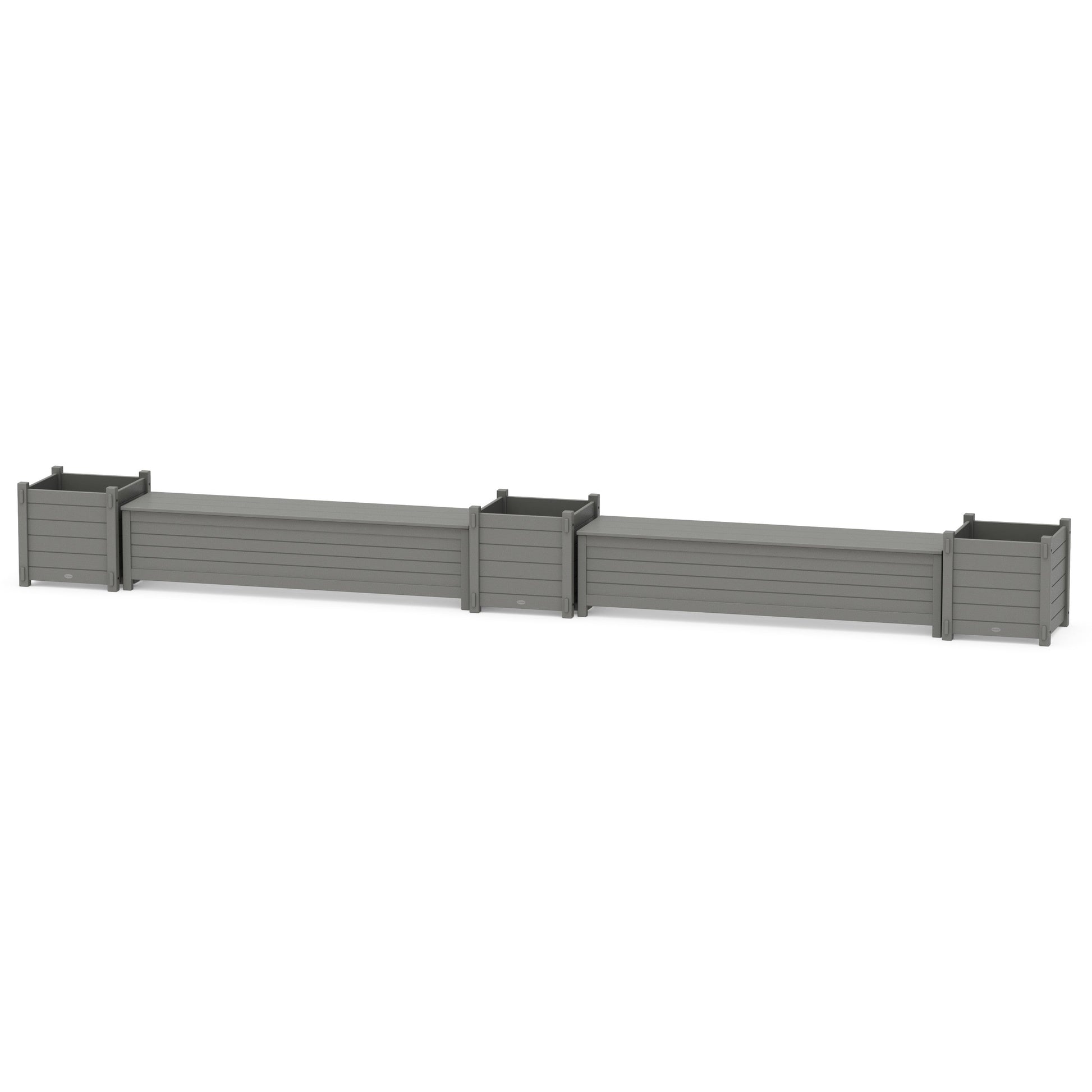 POLYWOOD 72" Nautical Straight Double Planter Storage Bench Set- Large — Slate Grey