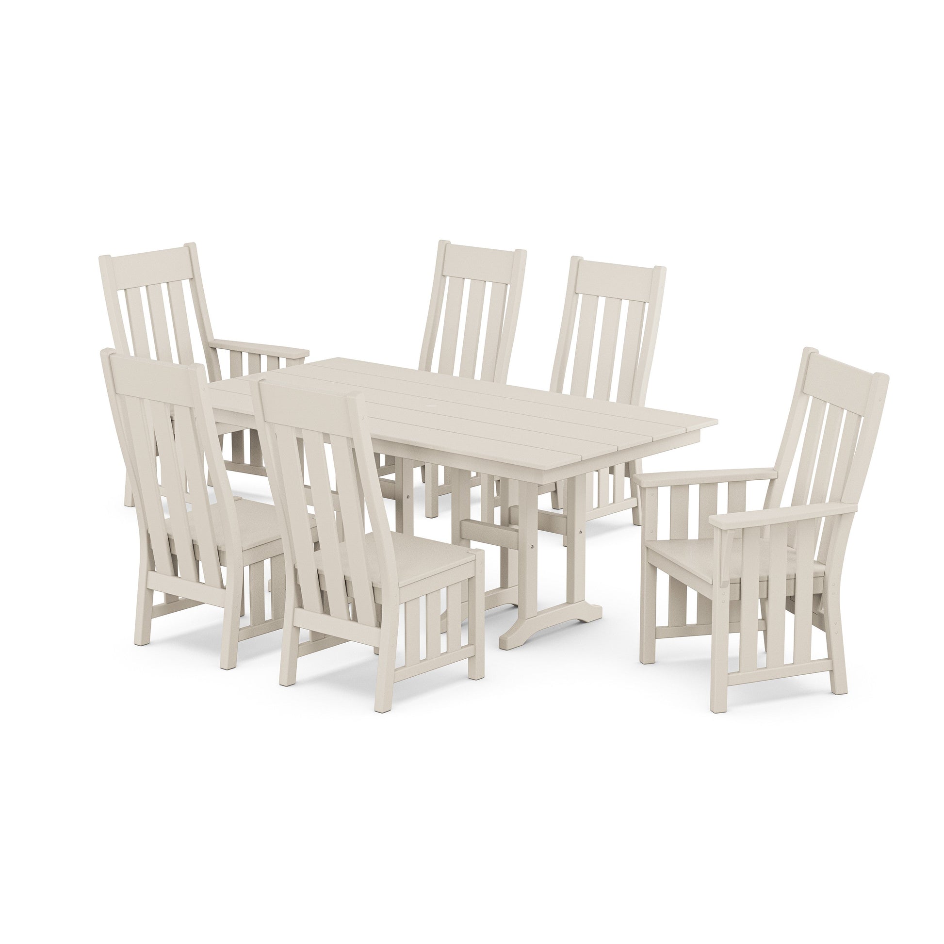 POLYWOOD Acadia 7-Piece Farmhouse Dining Set — Sand