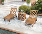 POLYWOOD Chippendale 3-Piece Chaise Set with Wheels and Umbrella Stand Accent Table