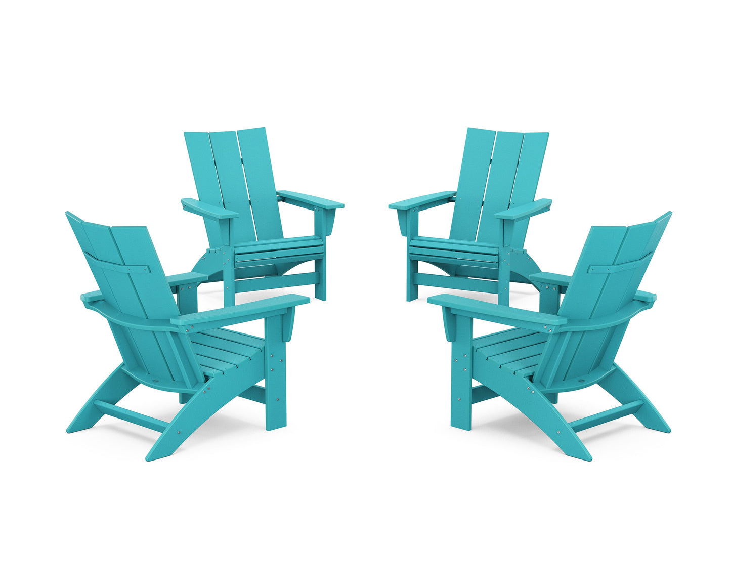 POLYWOOD 4-Piece Modern Grand Adirondack Chair Conversation Set — Aruba