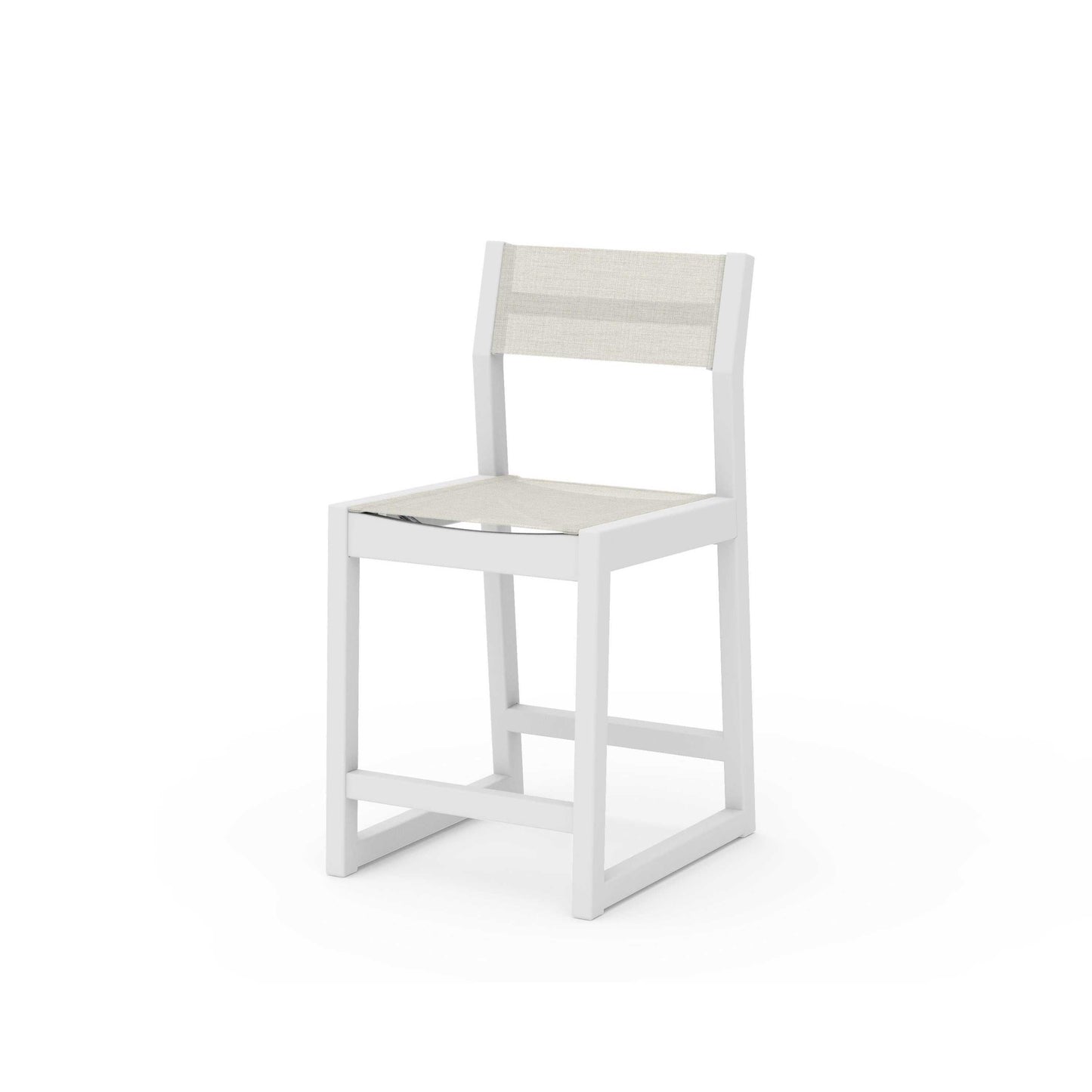 POLYWOOD EDGE Sling Counter Side Chair — White / Parchment Sling