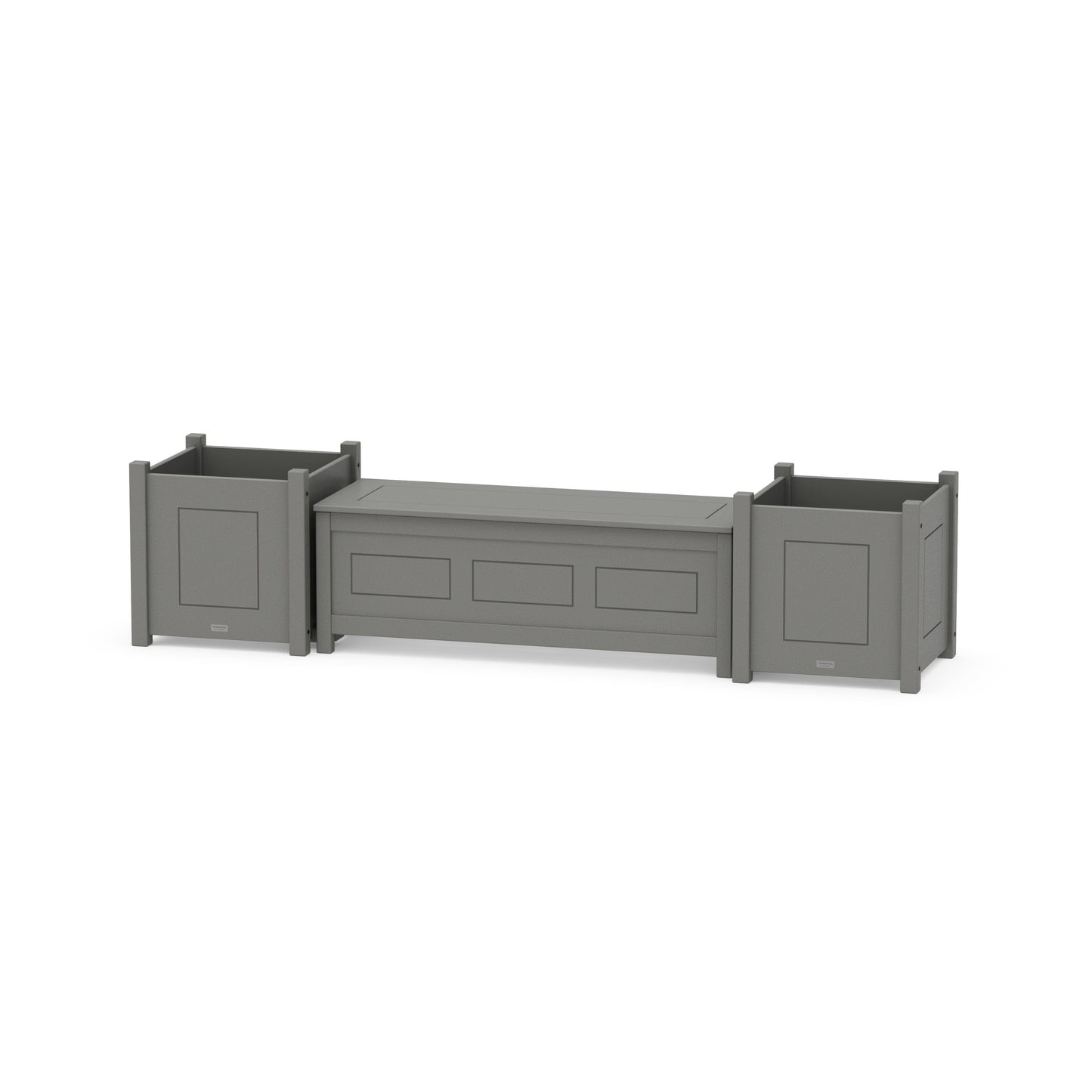 POLYWOOD 48" Country Living Straight Planter Storage Bench Set- Large — Slate Grey