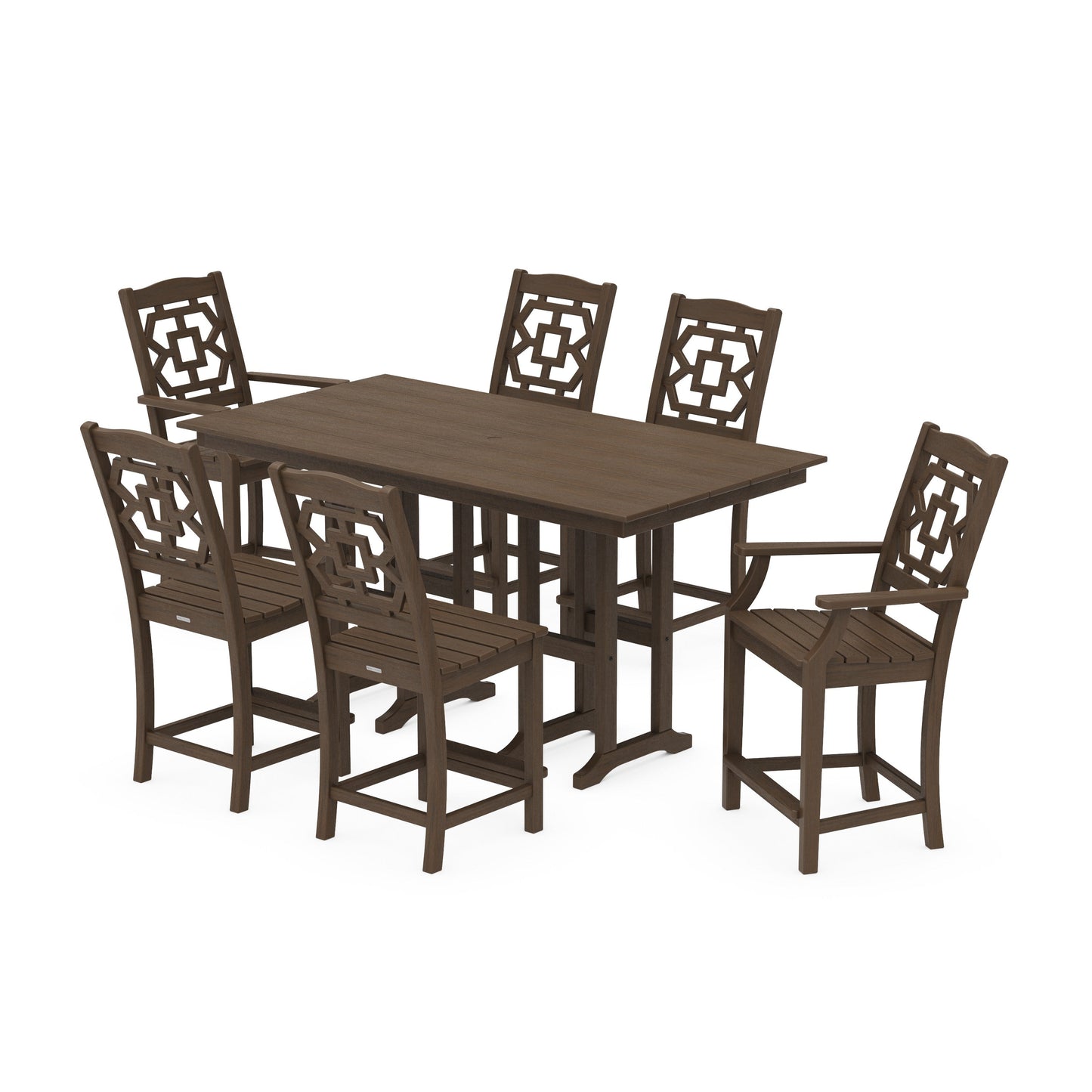 POLYWOOD Chinoiserie 7-Piece Farmhouse Counter Set — Kona