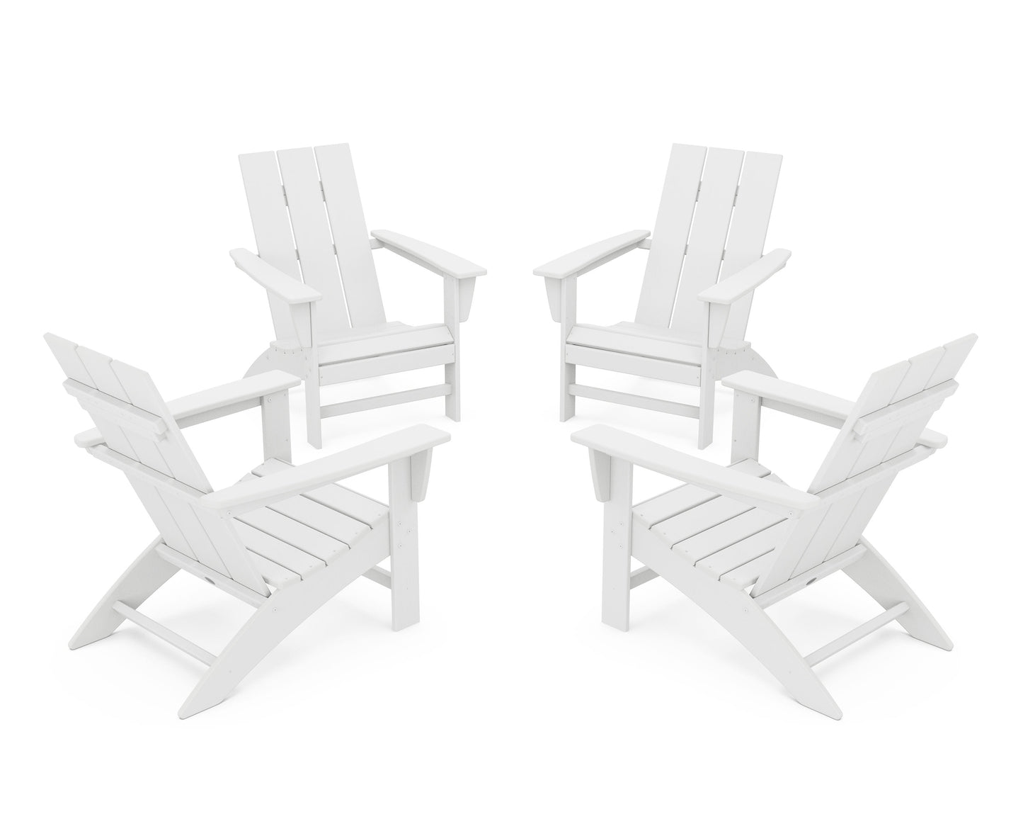 POLYWOOD 4-Piece Modern Adirondack Chair Conversation Set — White