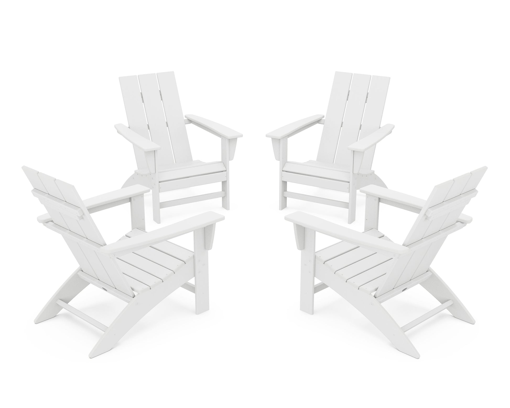 POLYWOOD 4-Piece Modern Adirondack Chair Conversation Set — White
