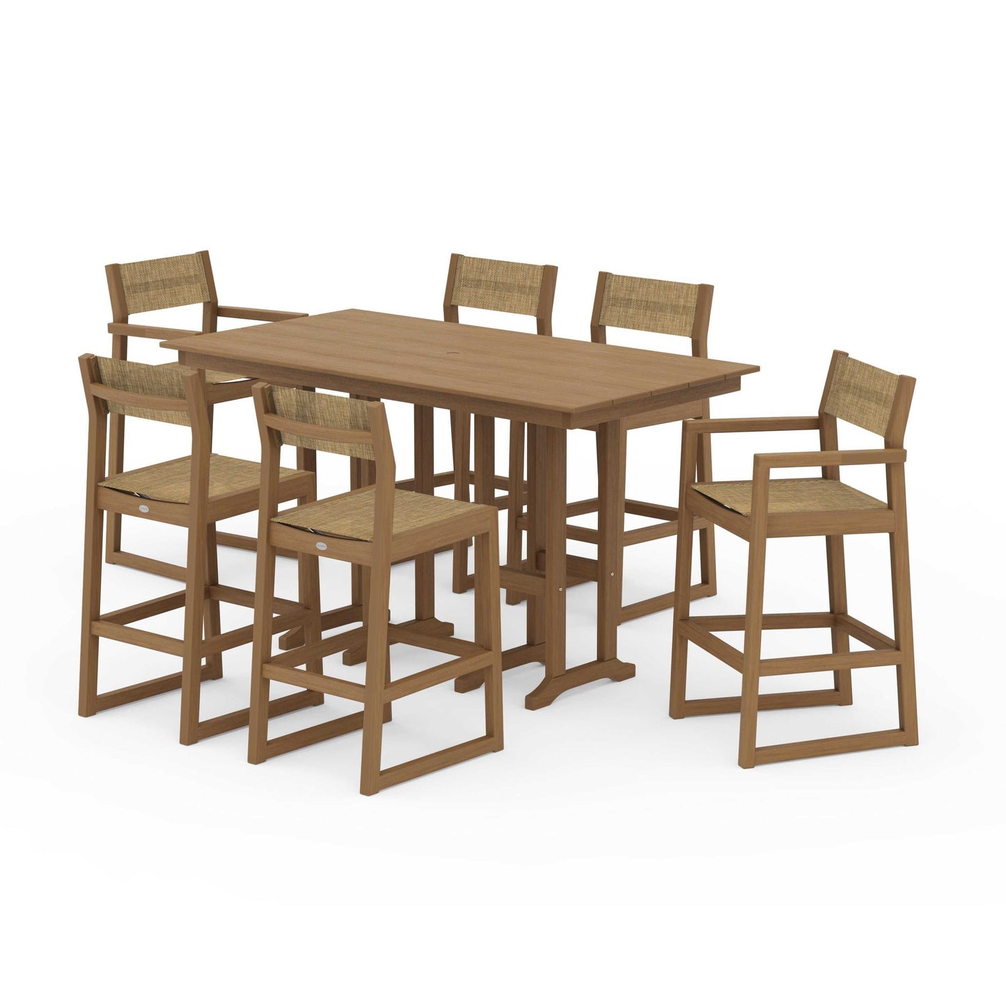 POLYWOOD EDGE Sling 7-Piece Farmhouse Bar Set — Natural / Burlap Sling