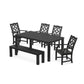 POLYWOOD Chinoiserie 6-Piece Parsons Dining Set with Bench — Black