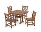 POLYWOOD Chippendale 5-Piece Farmhouse Trestle Side Chair Dining Set — Teak