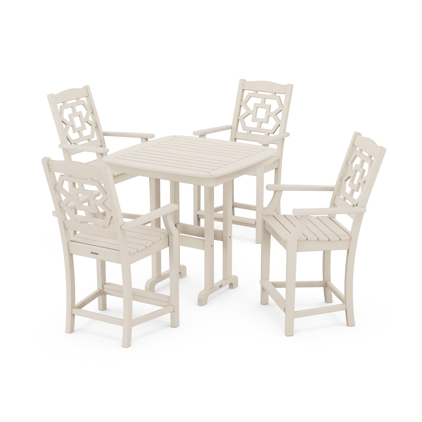 POLYWOOD Chinoiserie 5-Piece Counter Set — Sand