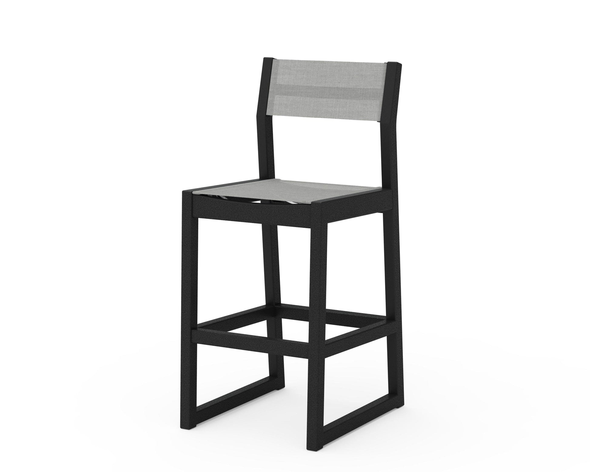 POLYWOOD EDGE Sling Bar Side Chair — Black / Metallic Sling