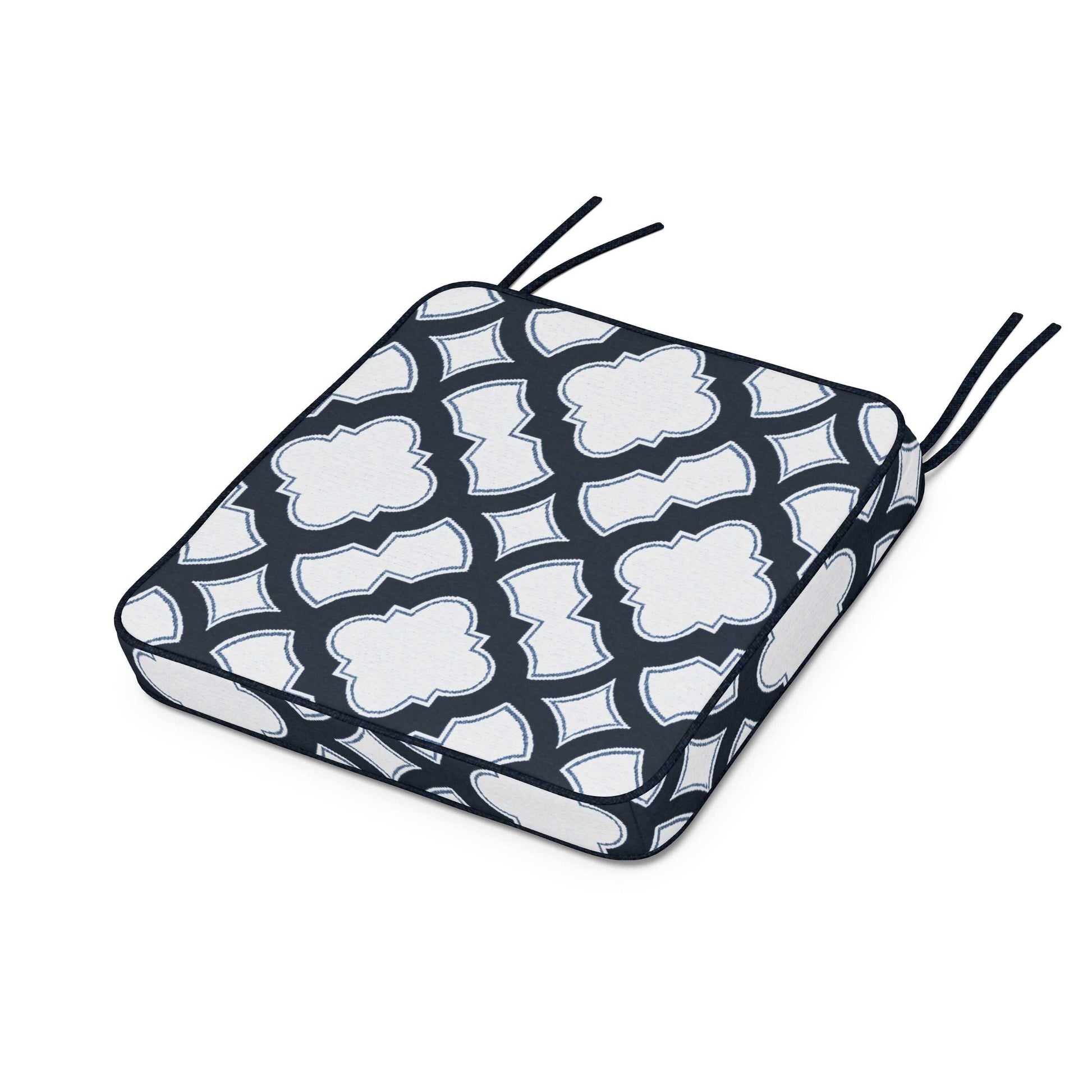 POLYWOOD Chinoiserie Side Chair Seat Cushion — Trellis Marine Indigo
